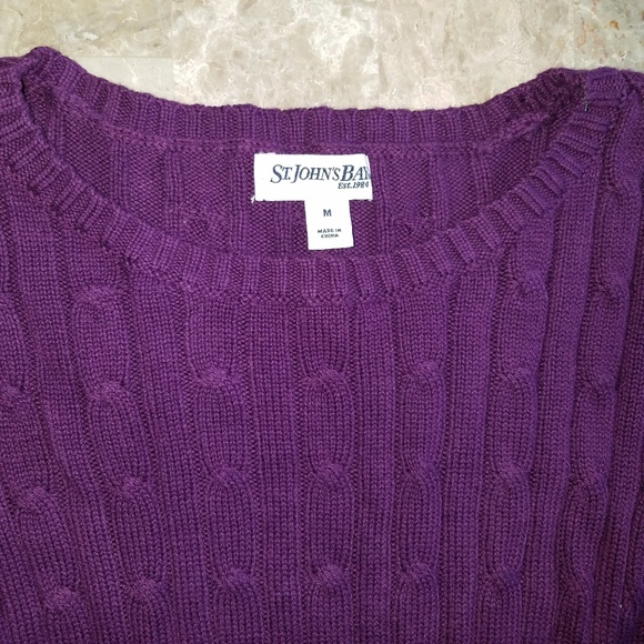 Purple Cotton Cable Crewneck Sweater M - Picture 3 of 5